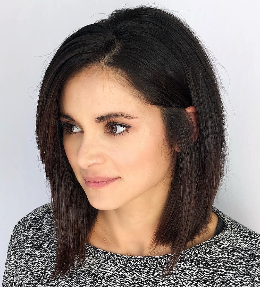 Straight Brunette Angled Bob