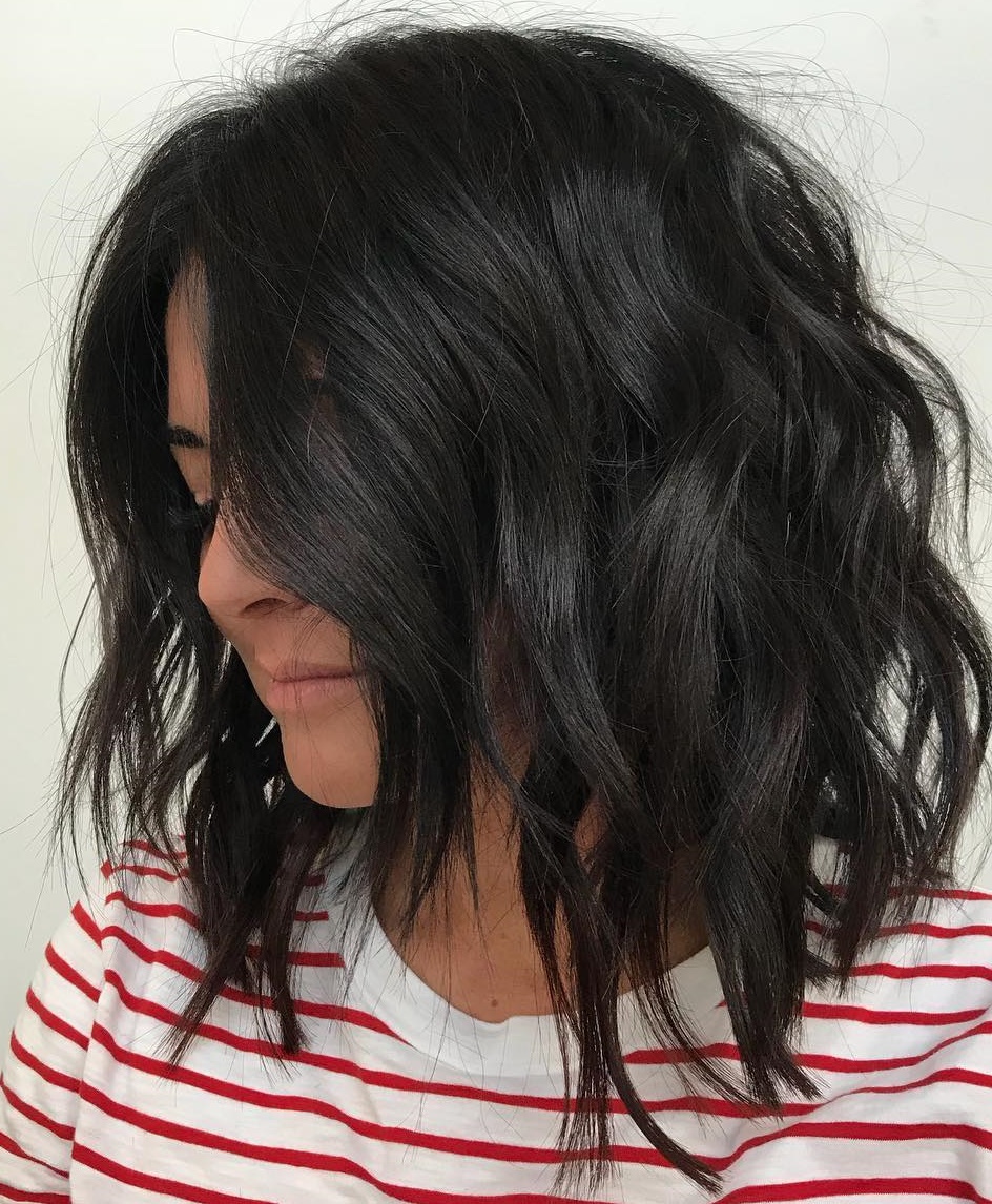 Disheveled Black Lob For Thick Hair