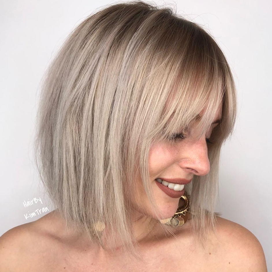 Ash Blonde Bob With A Piece-Y Fringe