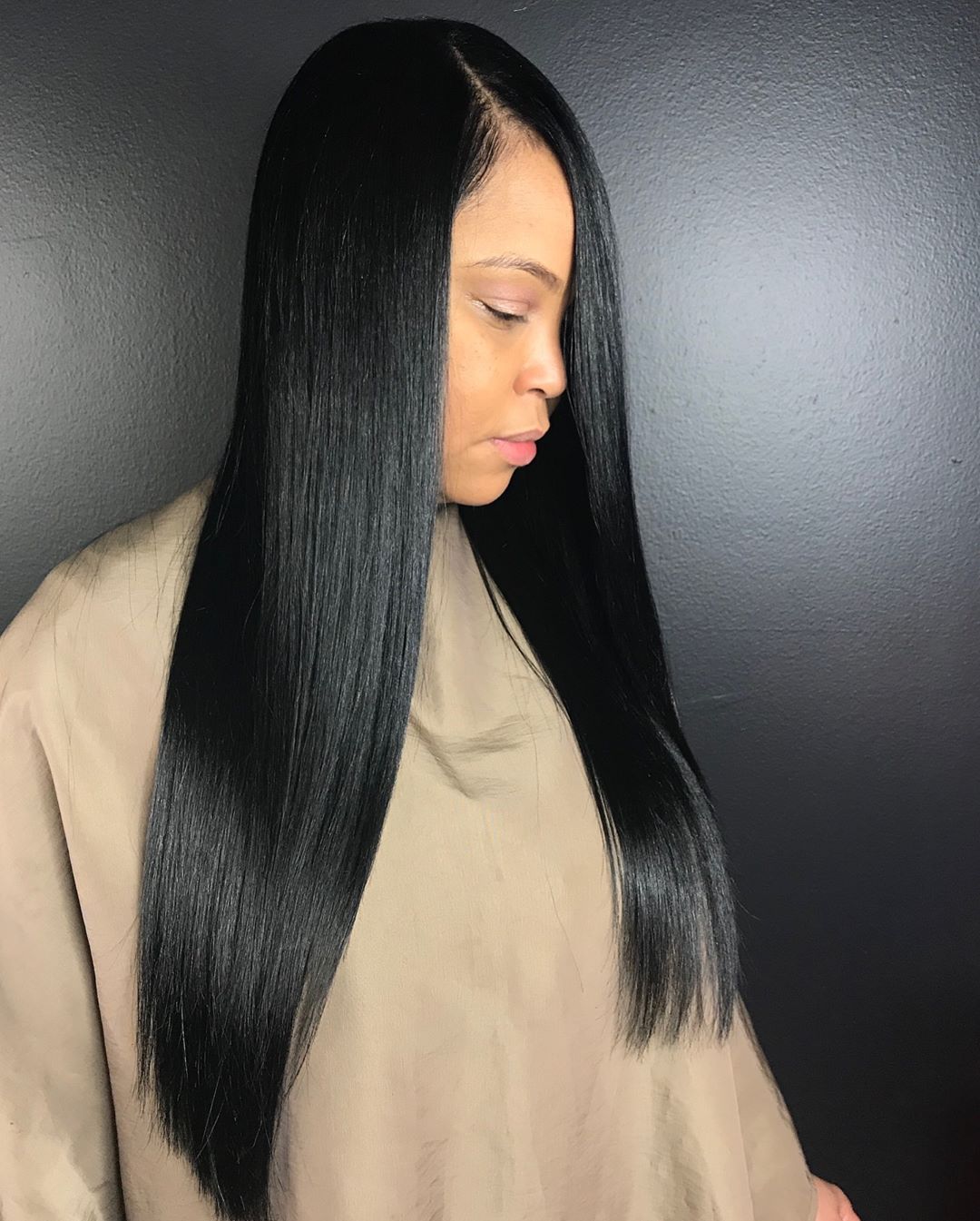 Long Black Silky Straight Hair