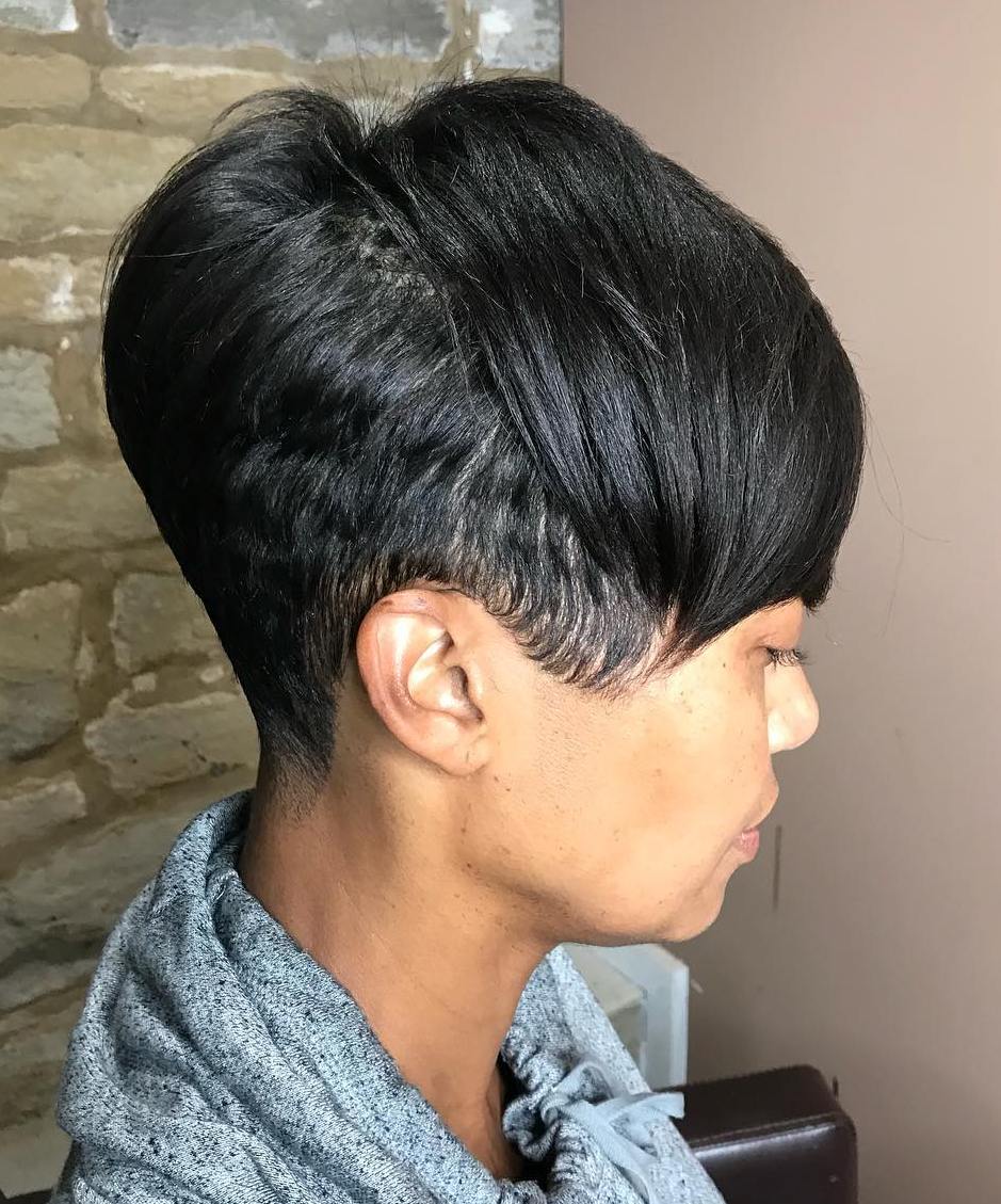 Straight Tapered Black Pixie