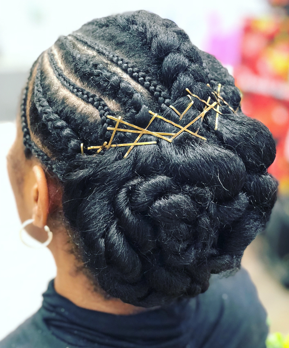 Braids And Bun Weave Updo