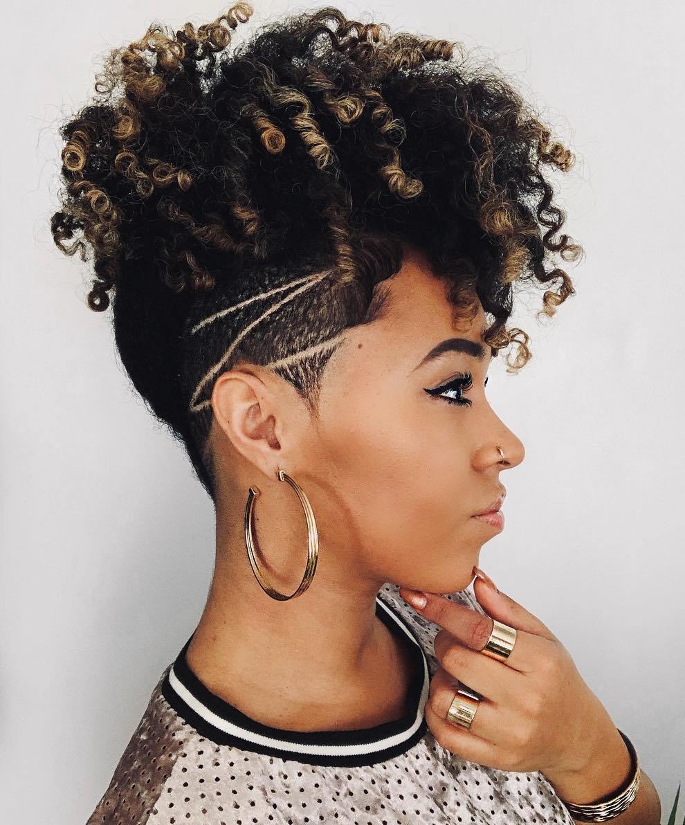 Curly Undercut With Design For Thick Natural Hair