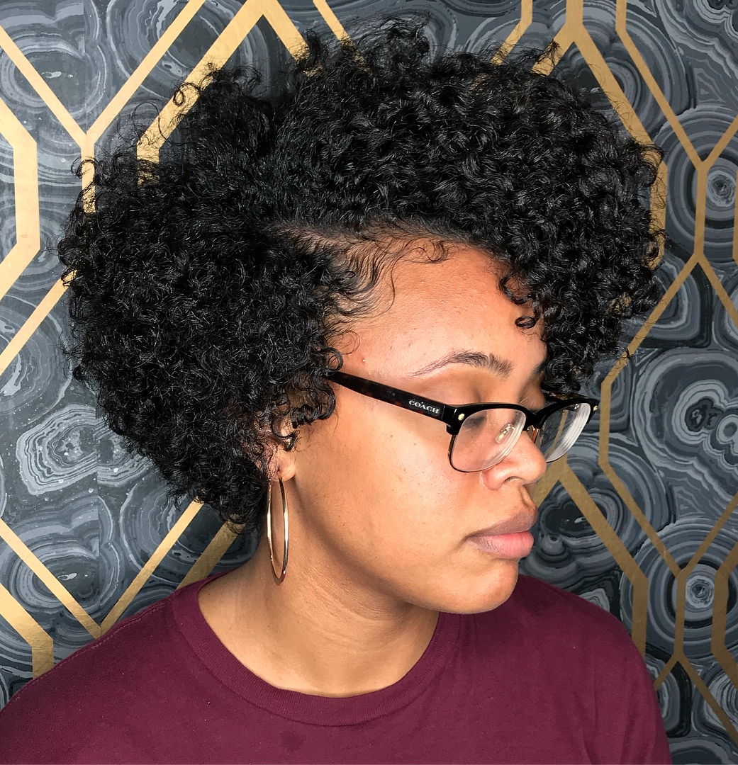 Deeply-Parted Bob With Natural Perm