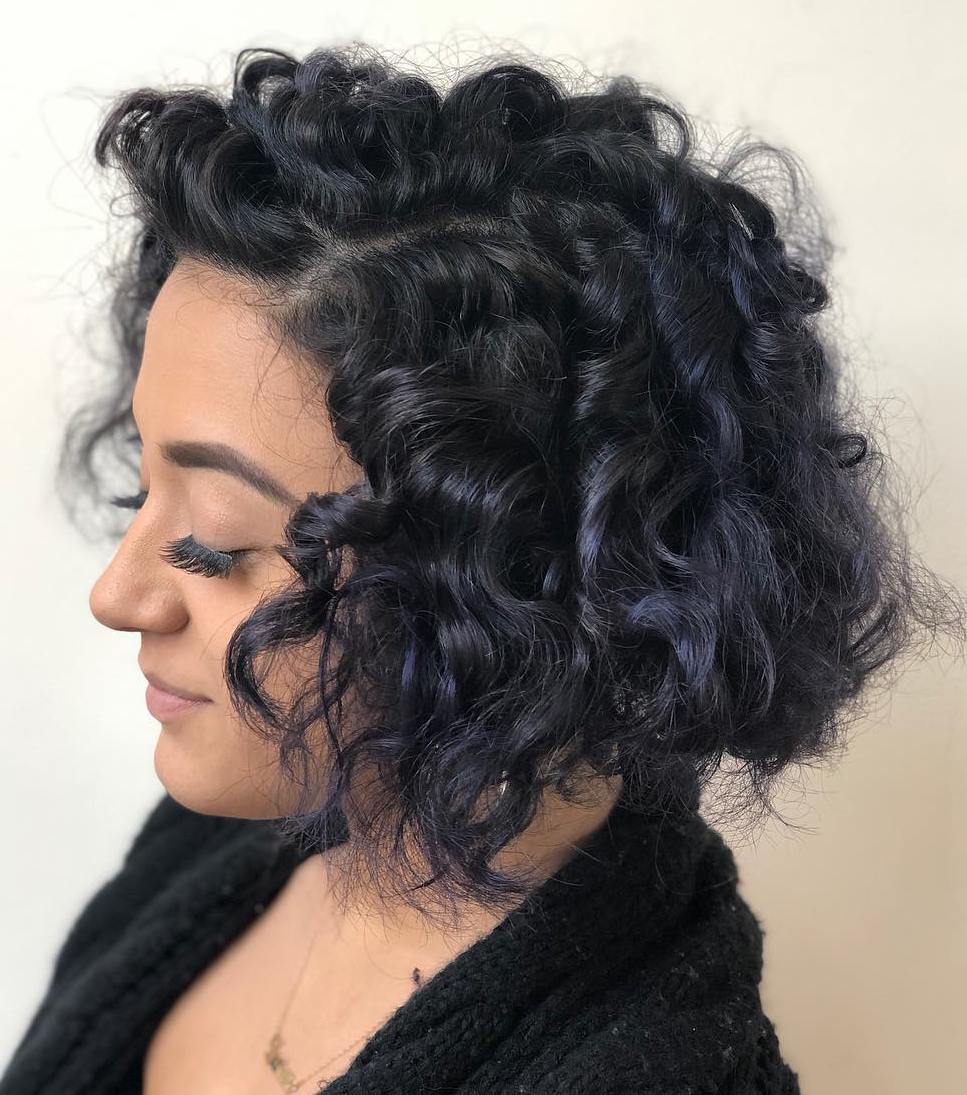 Jet-Black Curly Bob Perm