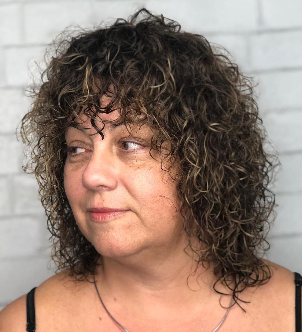 Medium Perm With Bangs For Mature Women