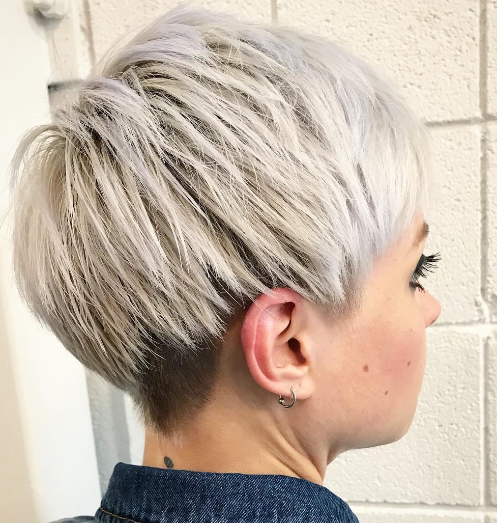 Bleach Blonde Asymmetrical Wavy Pixie