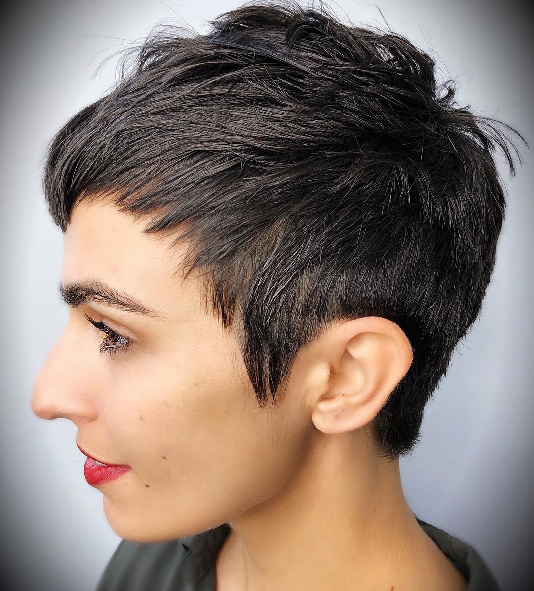 Edgy Black Pixie For Straight Hair