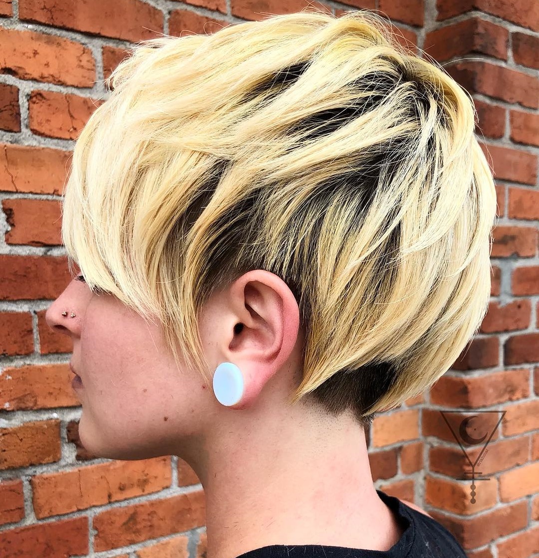 Blonde And Black Pixie For Thick Hair