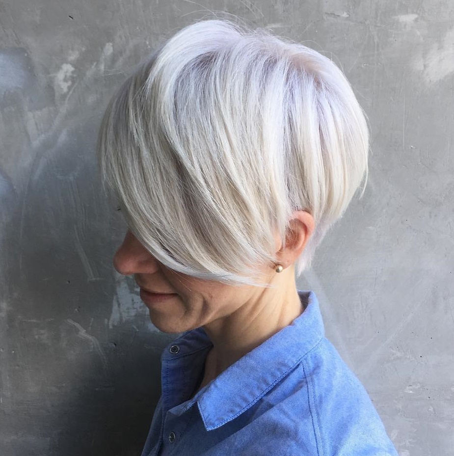 Gray Pixie With Long Bangs