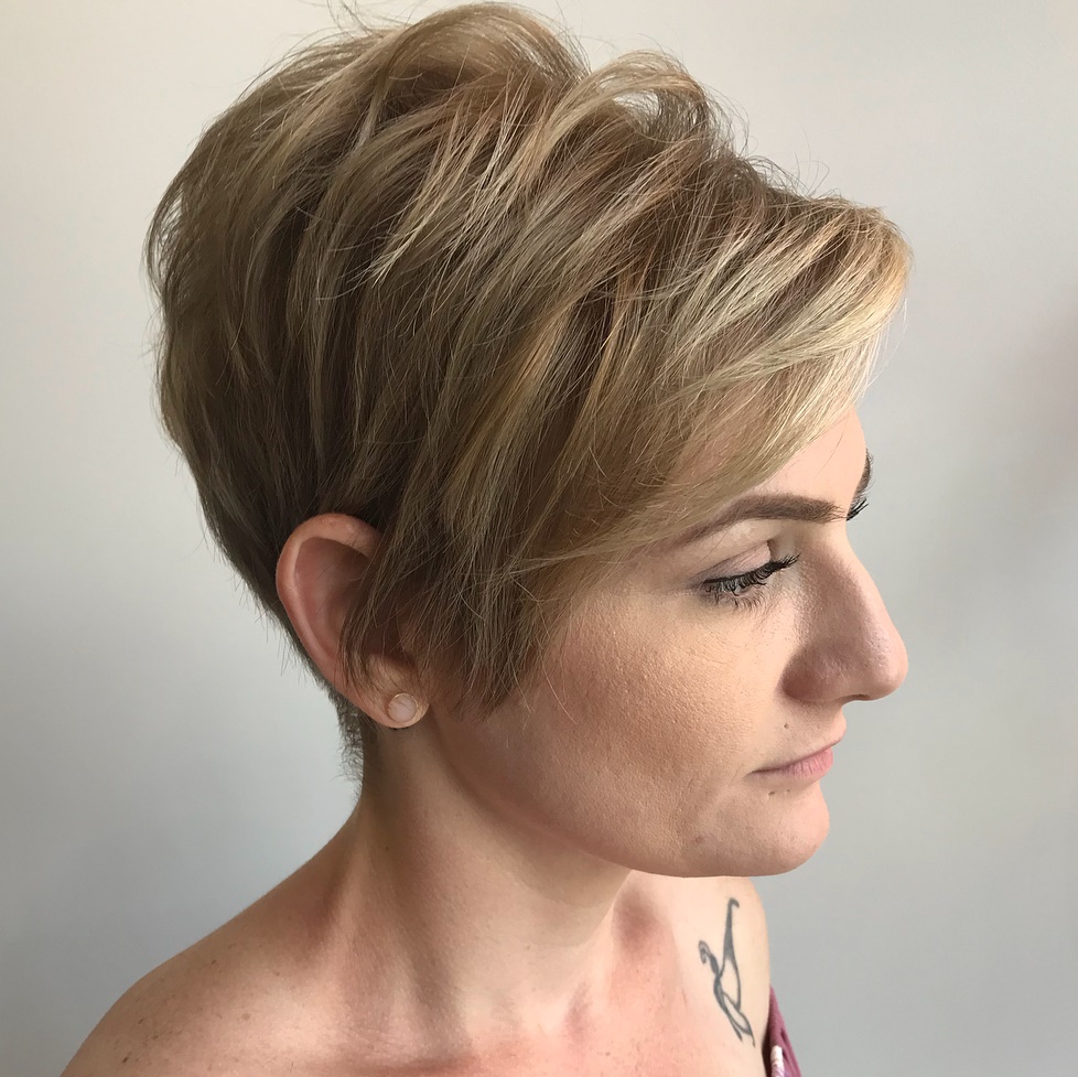 Multi-Layered Pixie With Side-Swept Bangs