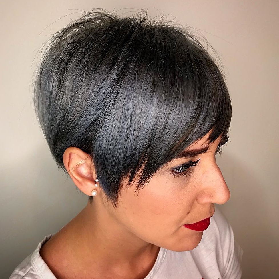 Tapered Metallic Blue Grey Pixie