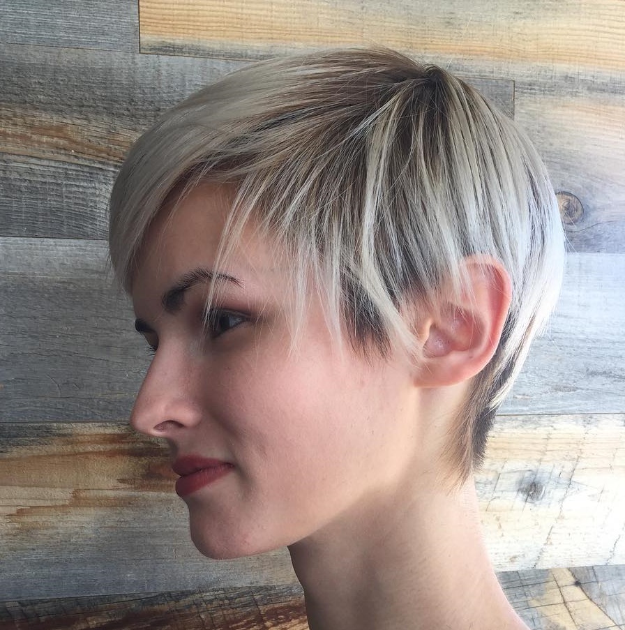 Sleek Blonde Balayage Pixie For Thin Hair