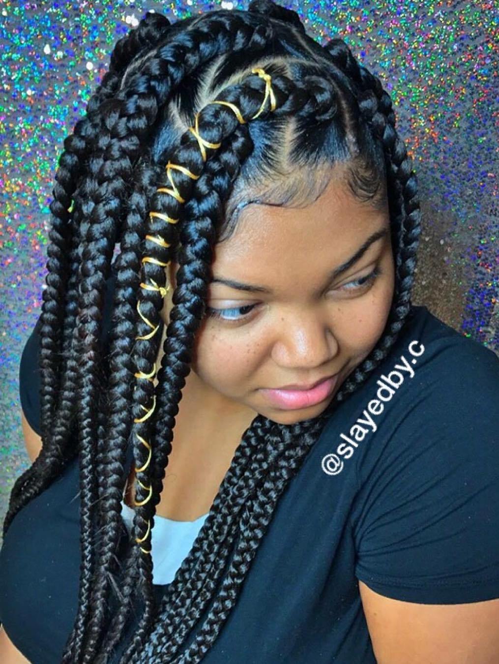 Box Braids With String Wrap