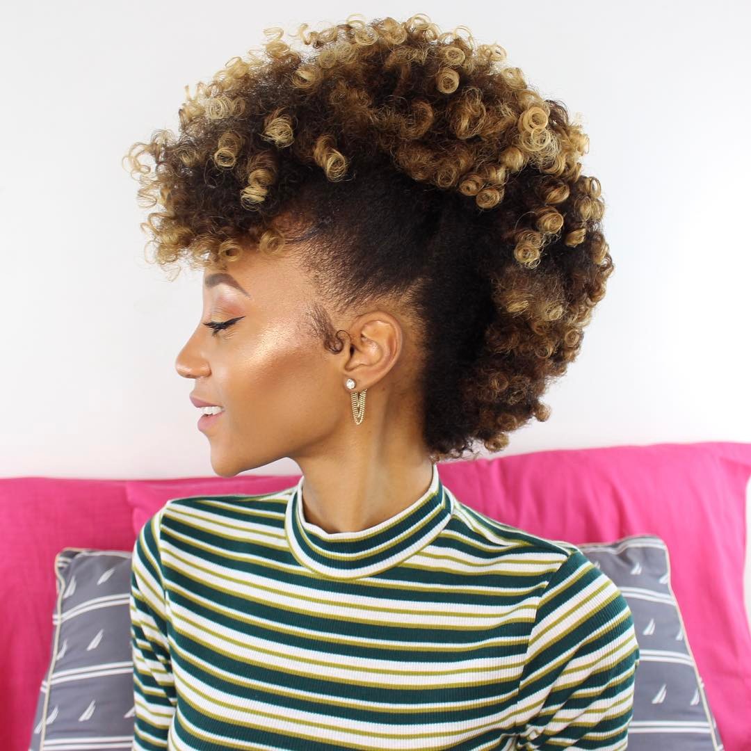 African American Mohawk Updo With Highlights