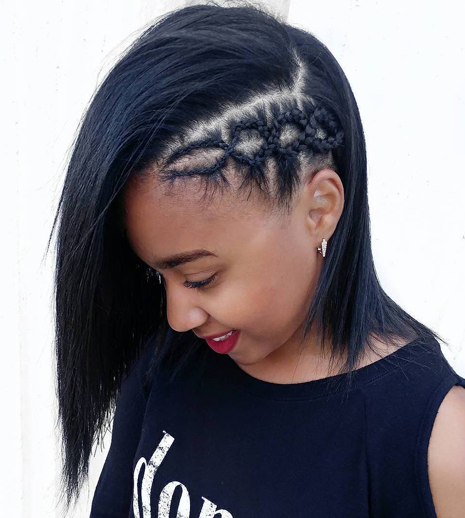 Braided Asymmetrical Bob For Straight Hair