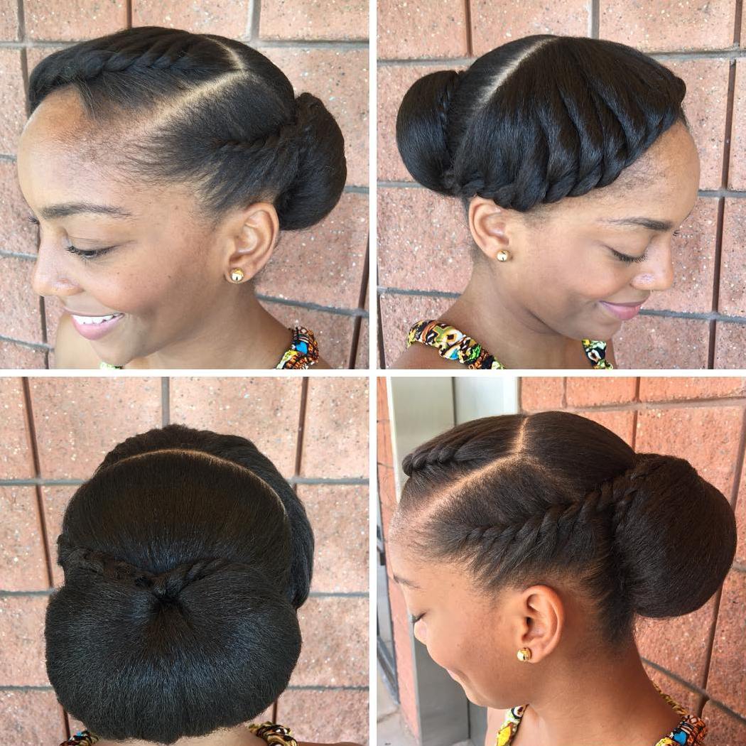 Low Chunky Bun For Transitioning Hair