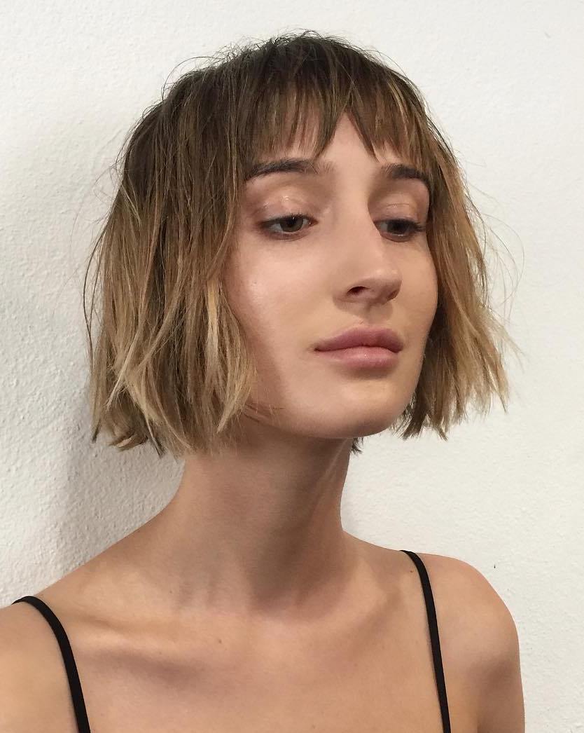 Shaggy Chin-Length Bob With Short Bangs