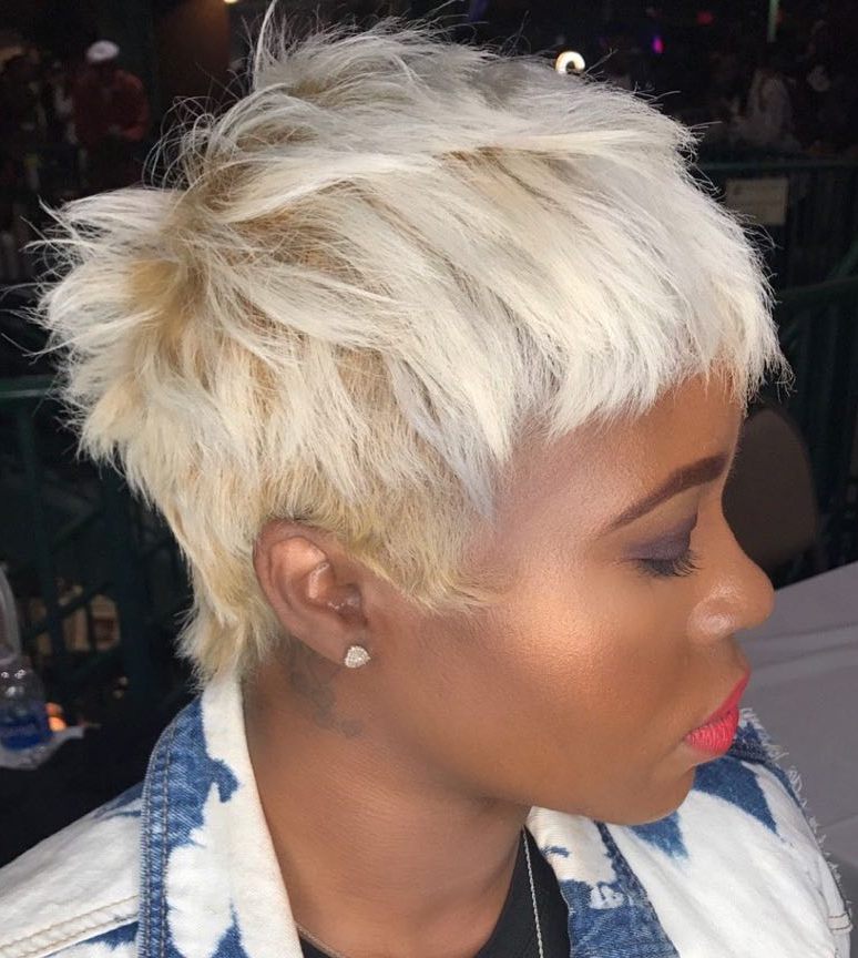 Messy Blonde Pixie For Straightened Hair