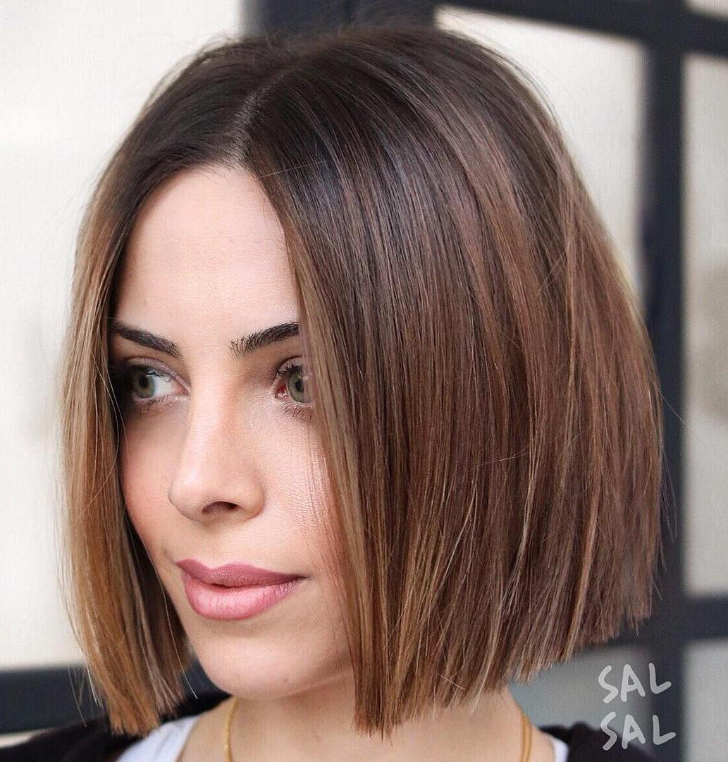 Centre-Parted Blunt Bob For Oval Faces