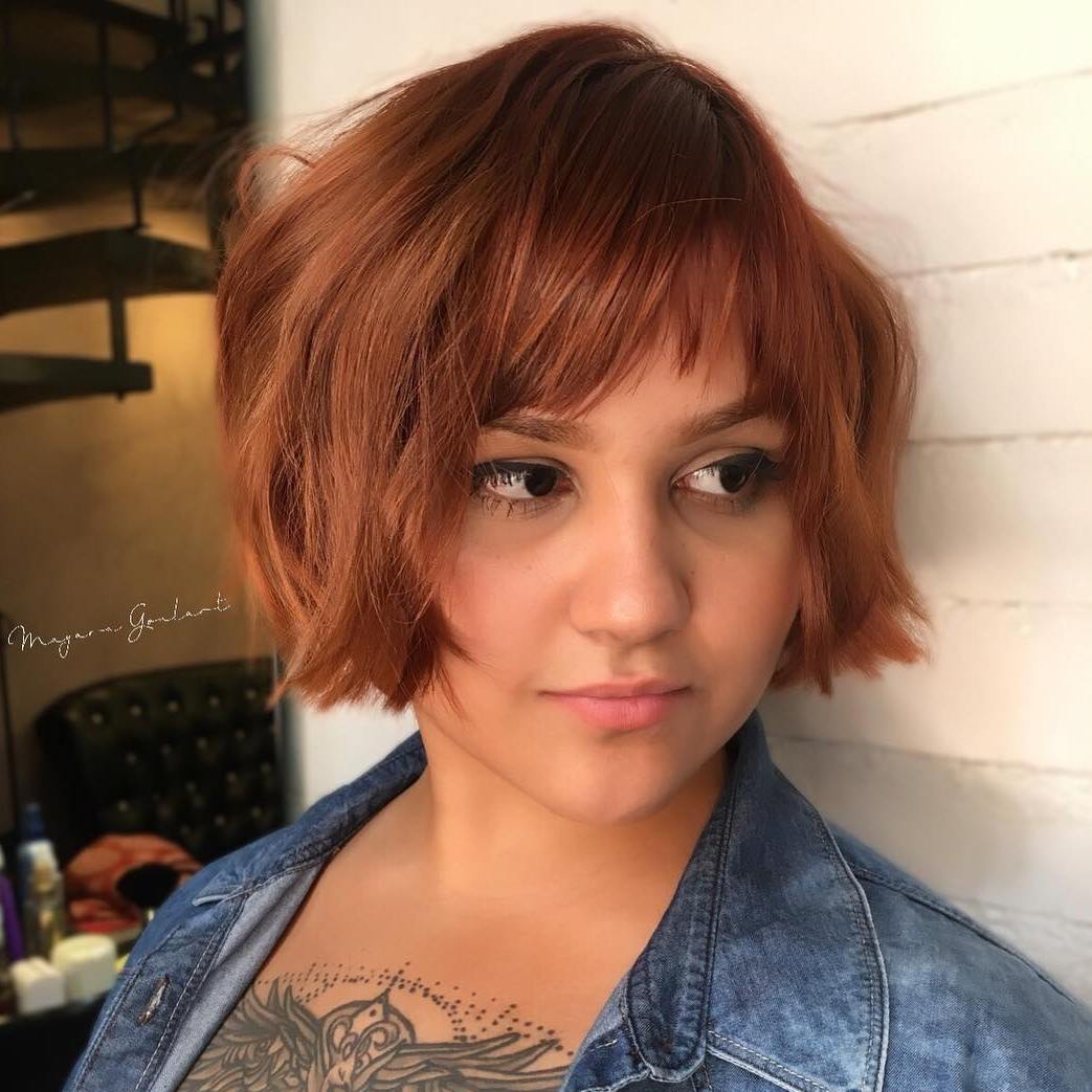 Laid-Back Copper Bob With Bangs