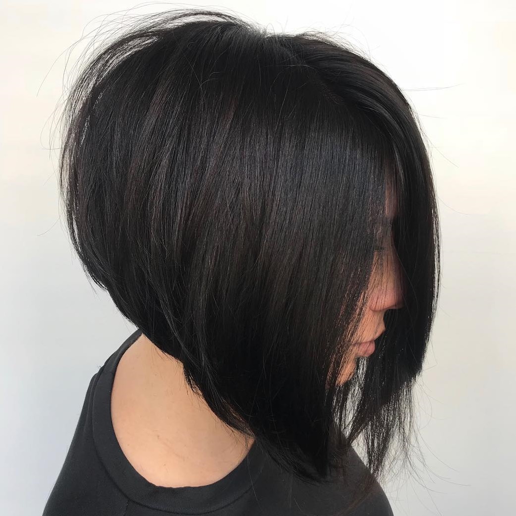 Steeply Angled Bob For Thick Hair