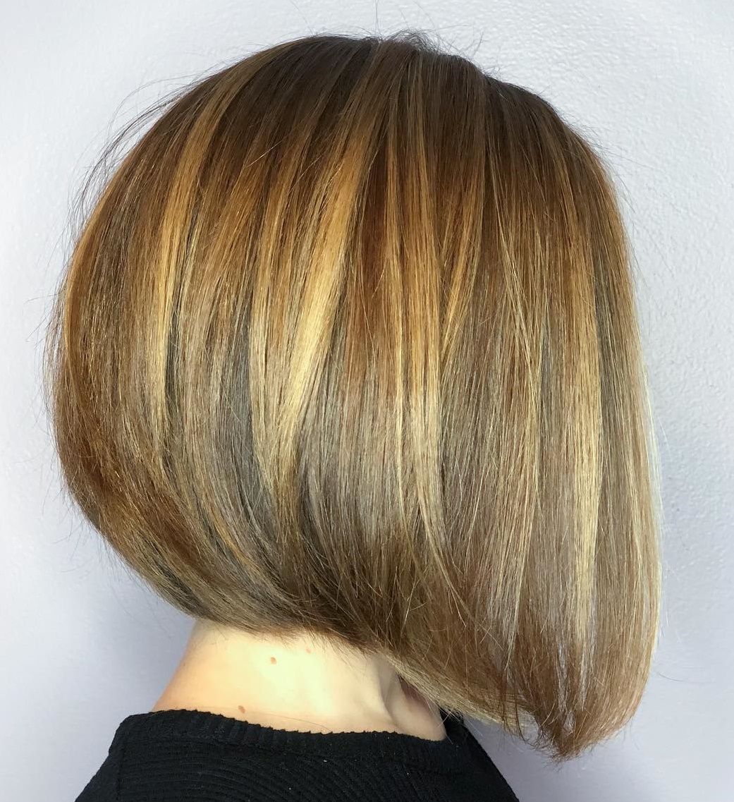Warm Bronde Inverted Bob With Highlights