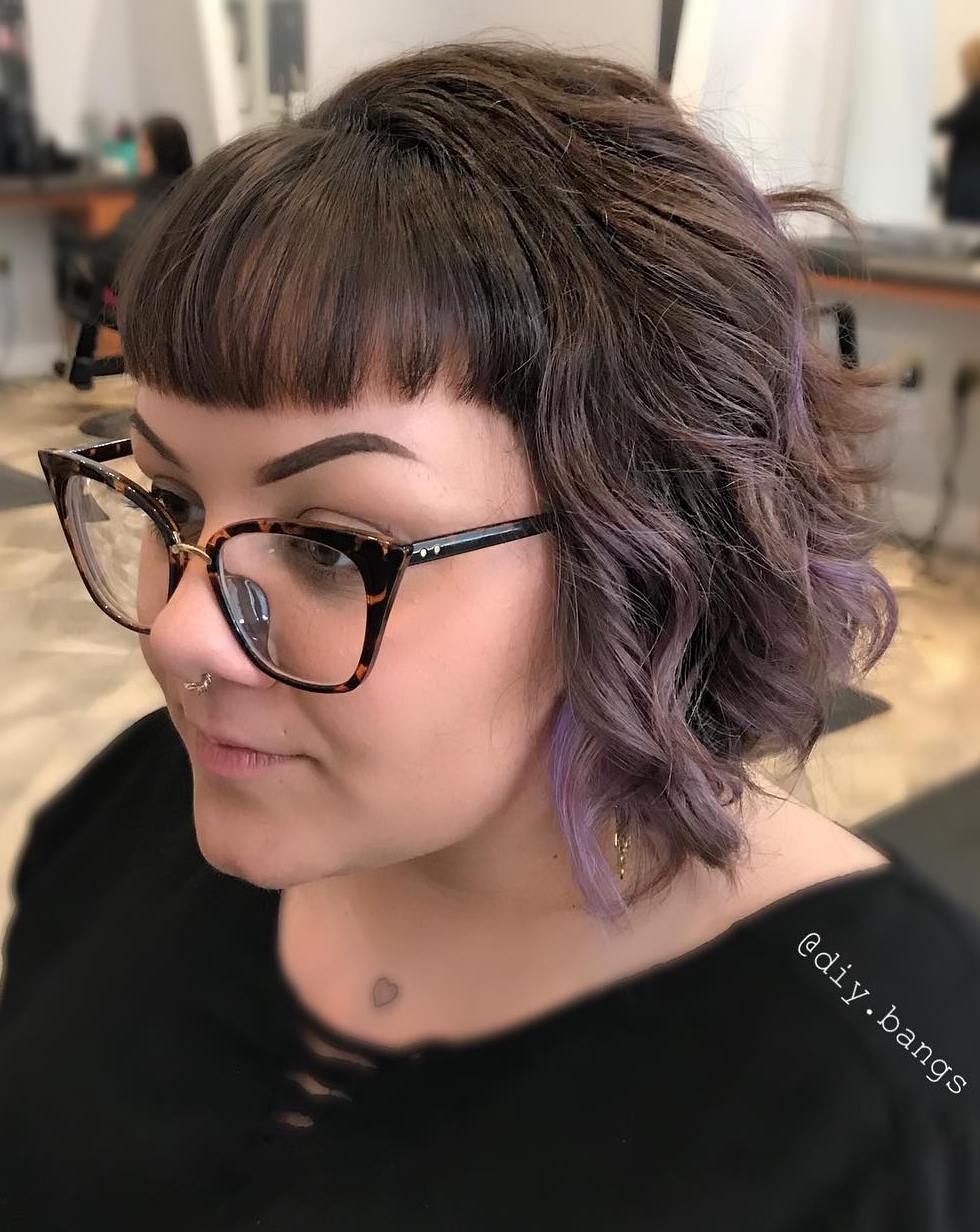 Bob With Short Straight Bangs And Lilac Babylights