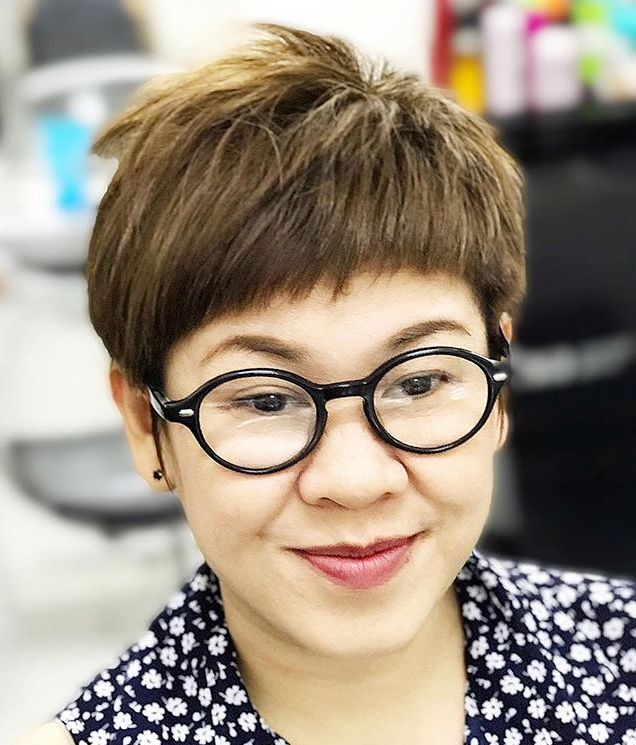 Short Chop With A Micro Fringe For Oval Faces