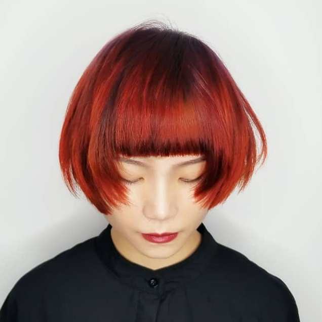 Vibrant Bob With Short Blunt Bangs