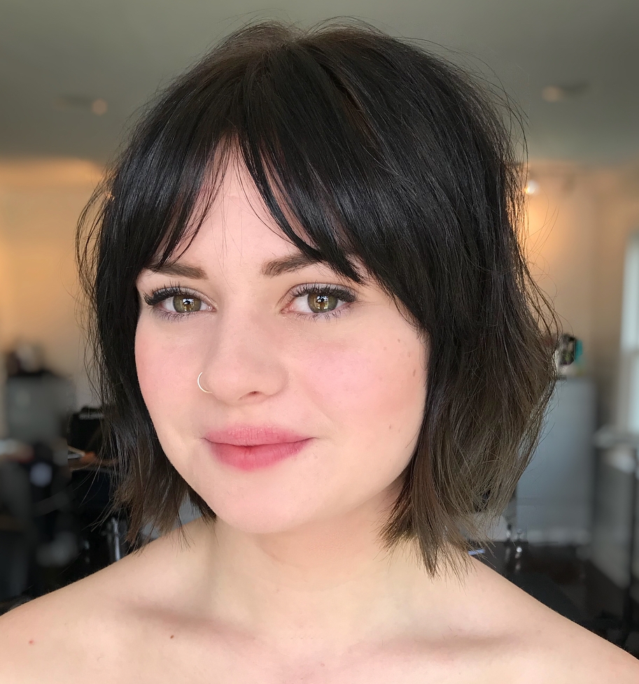 Razor Cut Bob With Bangs For Round Face
