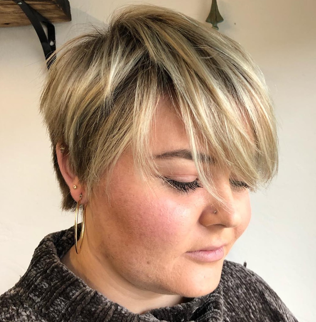 Shaggy Pixie For Round Faces With Double Chin