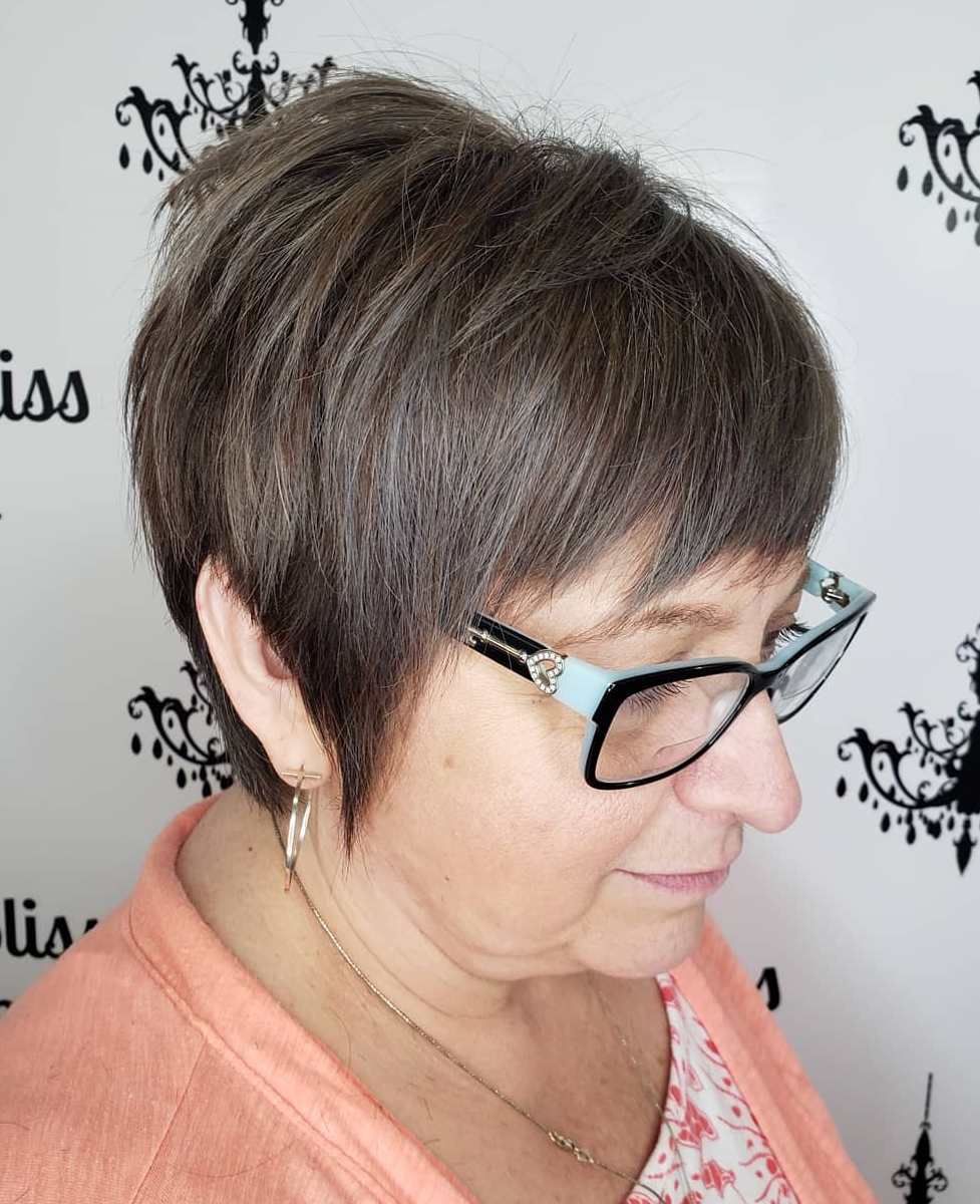 Current Pixie With Gray Highlights And Glasses