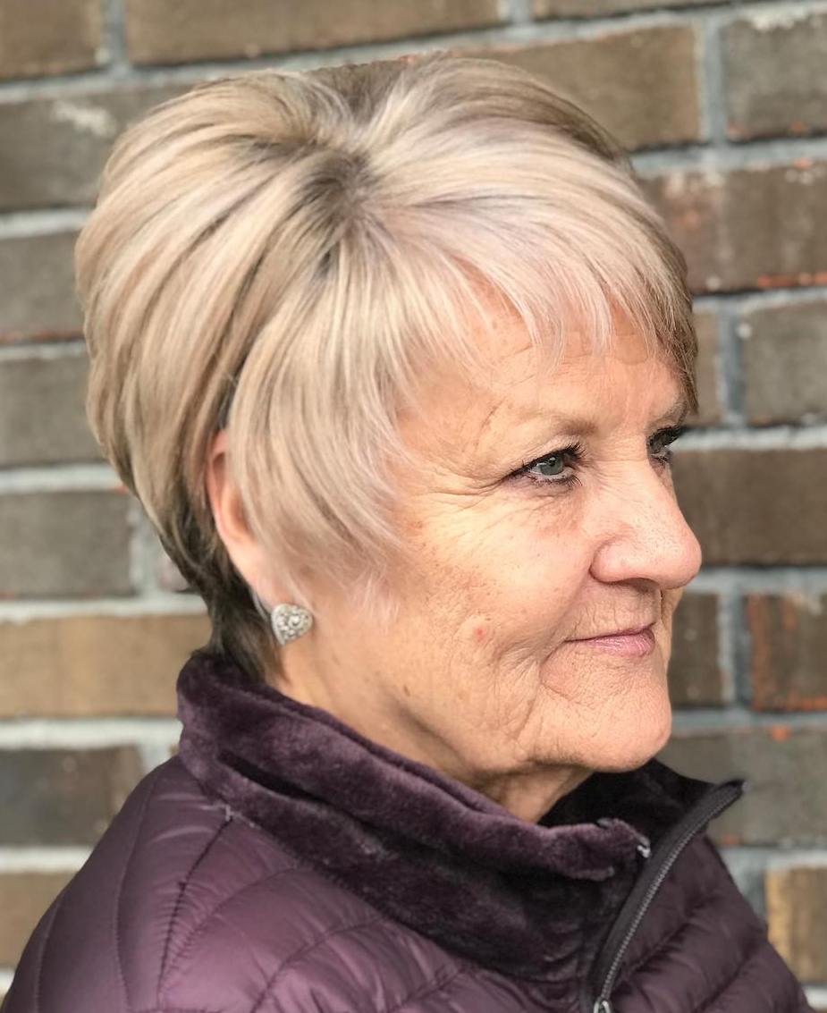 Modern Pixie Crop With A Fringe For Older Women