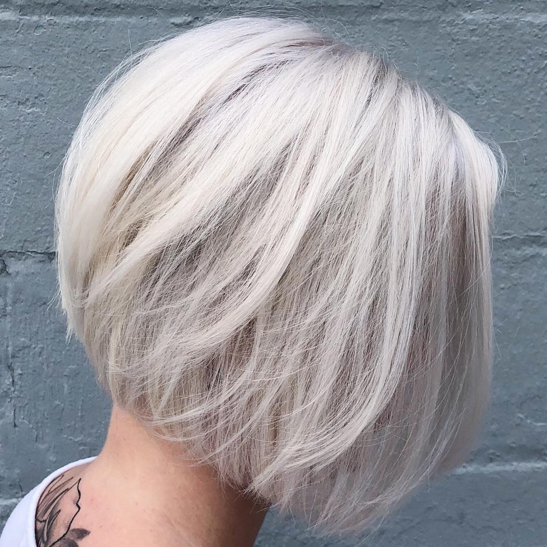 Feathered Layered Blonde Bob