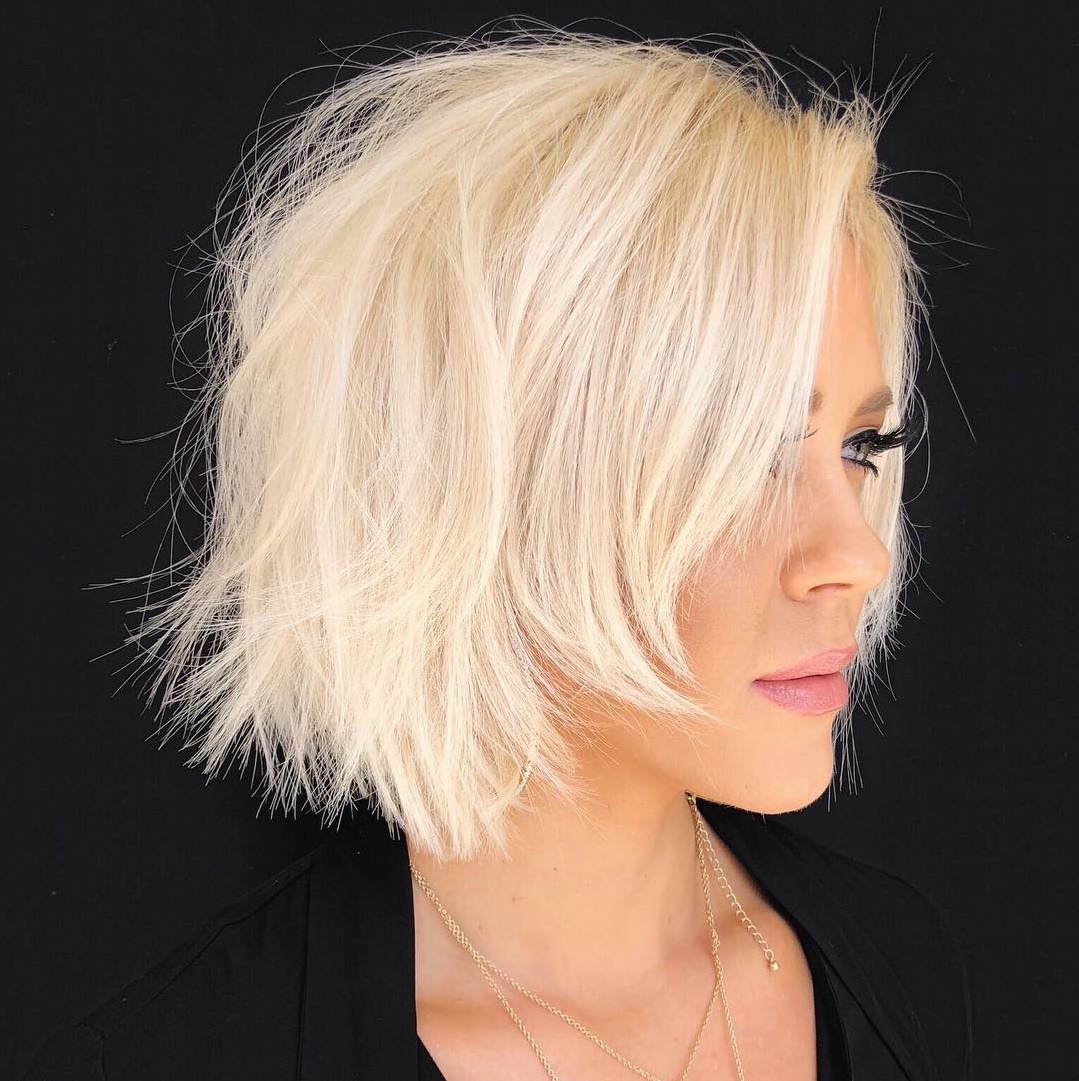 White Blonde Razored Bob