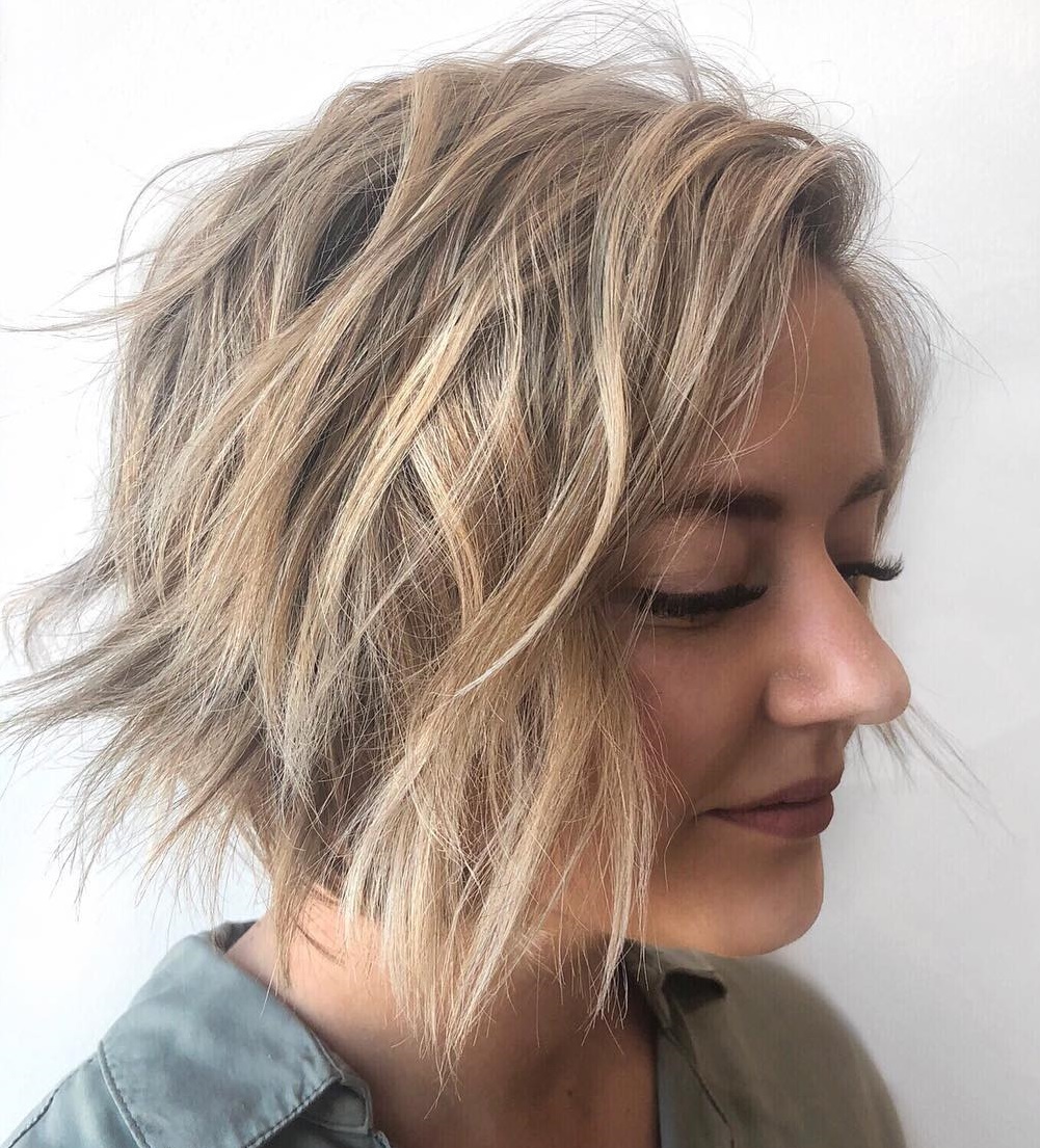 Uneven Shaggy Blonde Bob