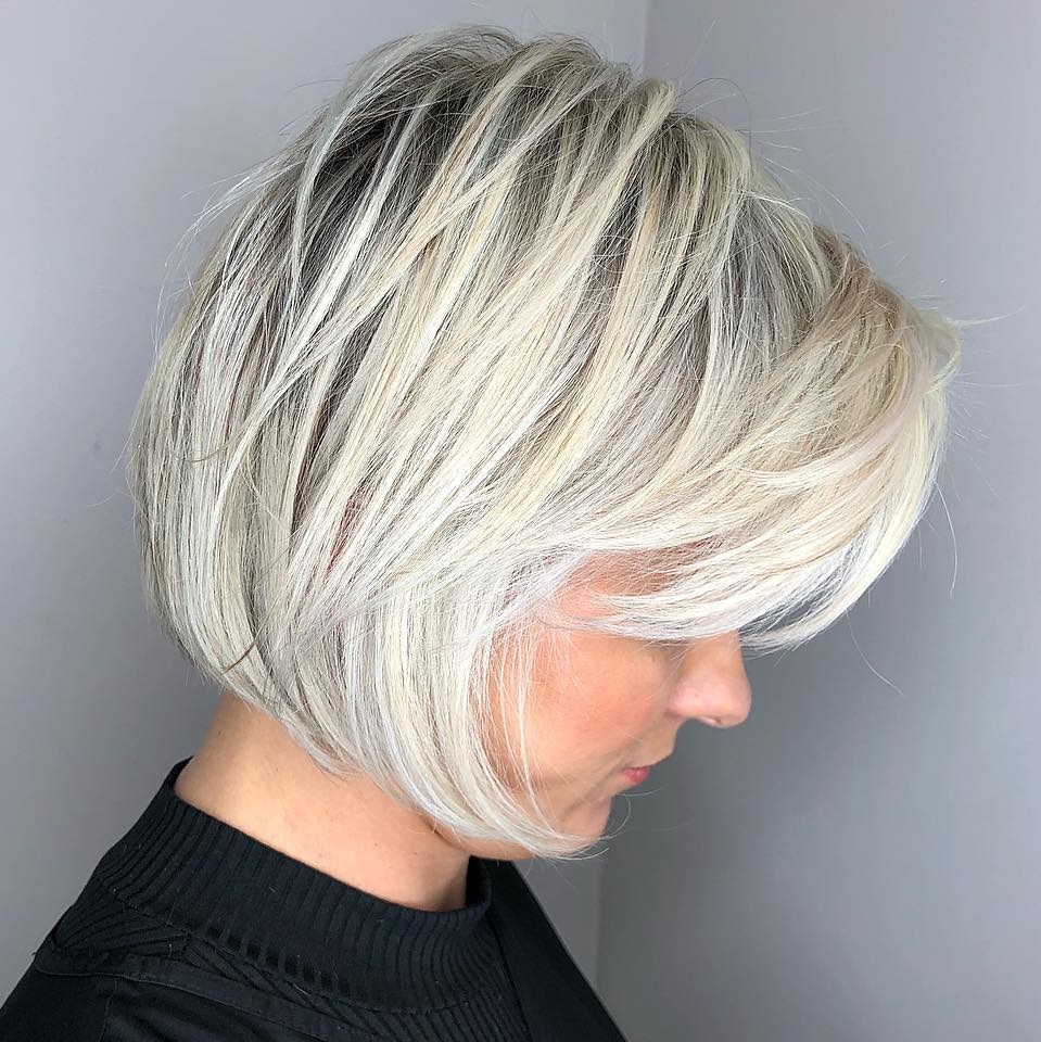 Short White Blonde Layered Bob