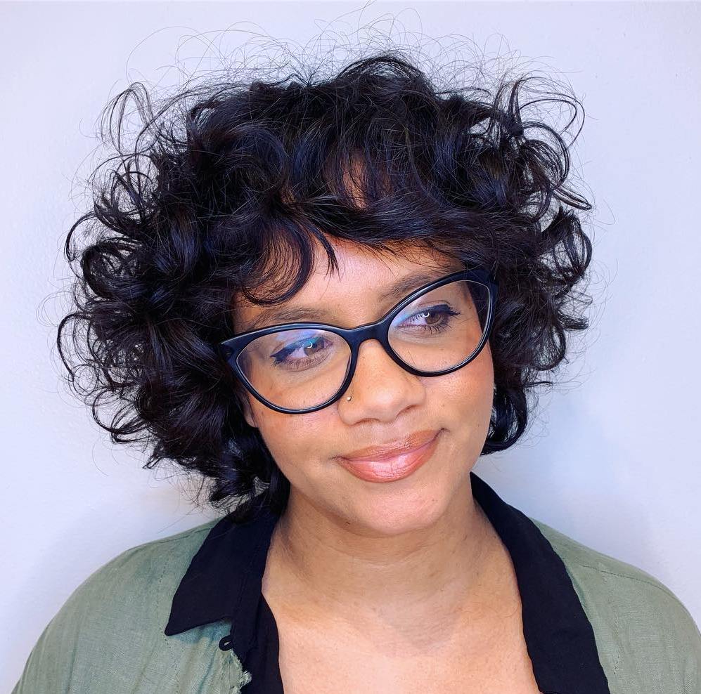 Short Curly Black Bob