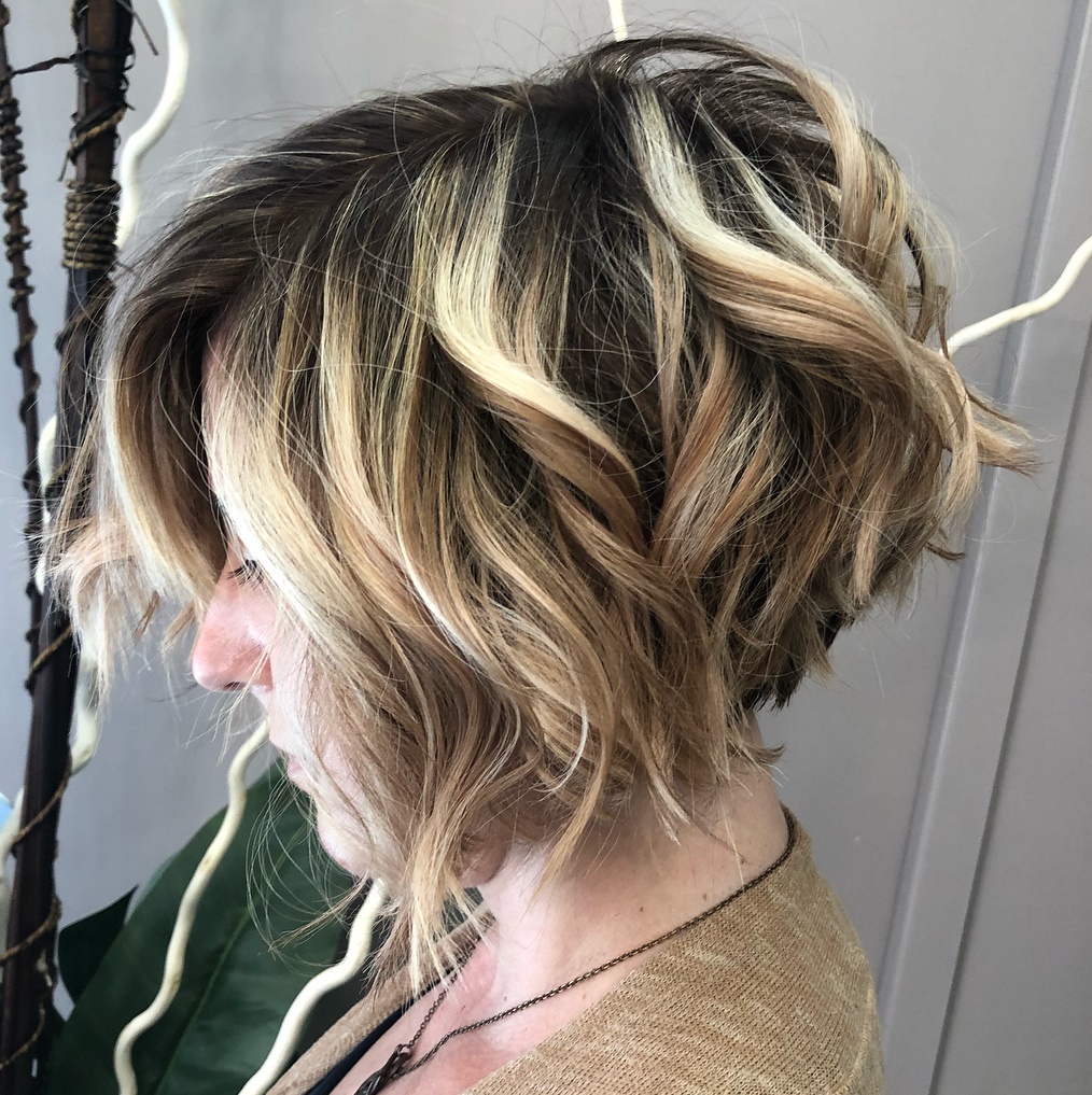 Stacked Bob With Messy Waves
