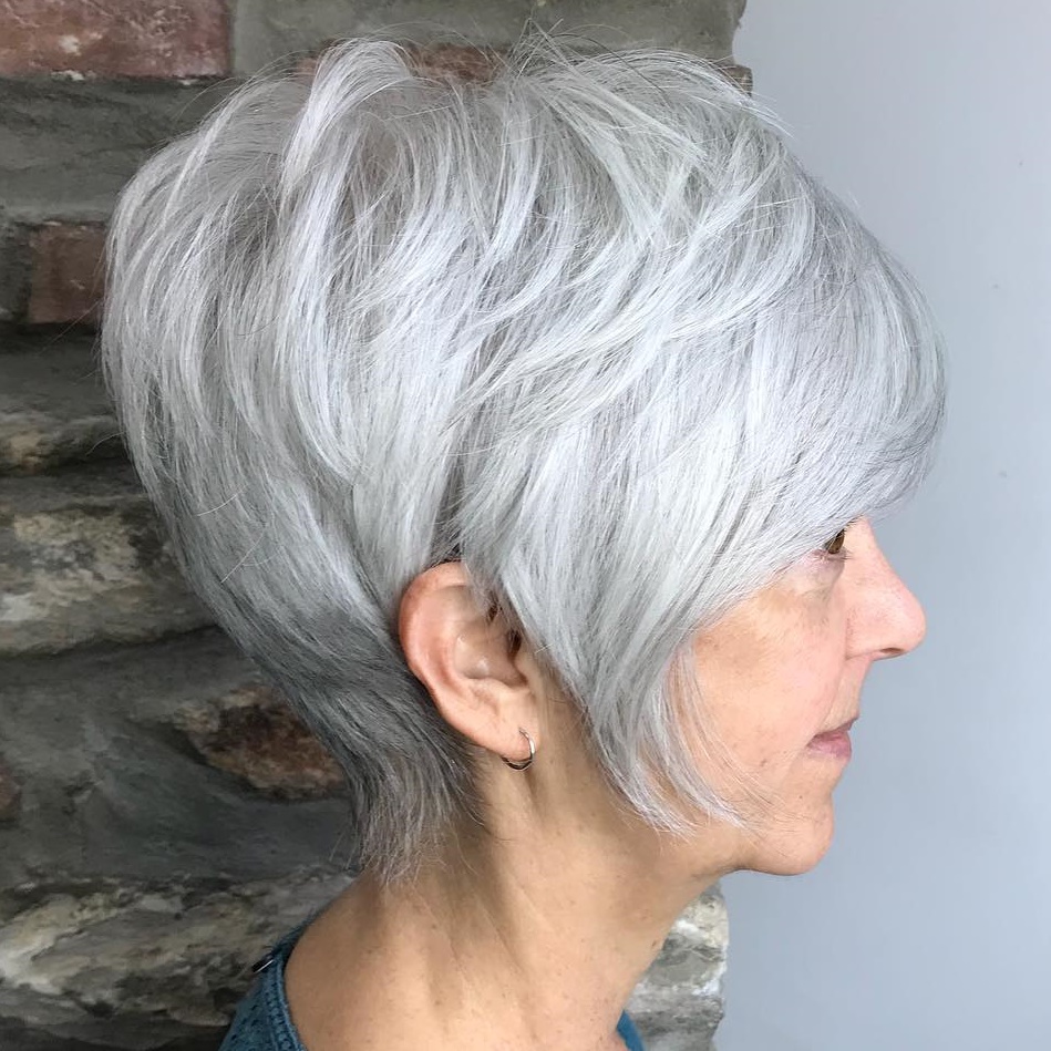 Gray Grown Out Pixie Over 50