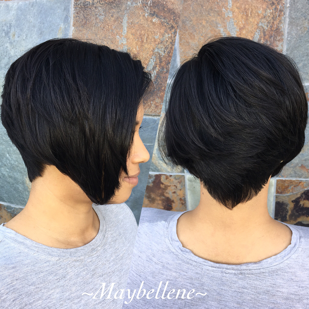 Black Stacked Wedge Cut