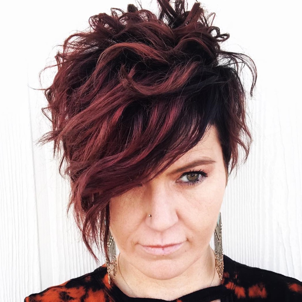 Messy Wavy Burgundy Pixie