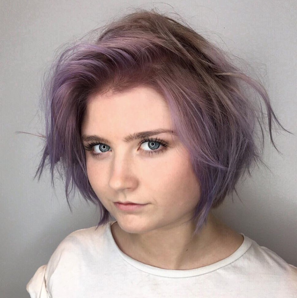 Lavender Messy Bob For Thin Hair