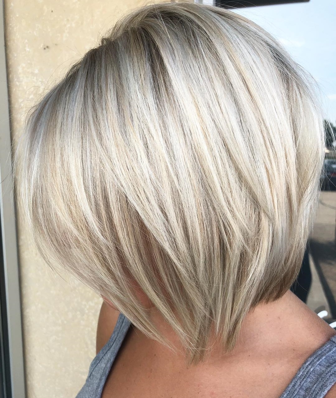 Ash Blonde Layered Bob