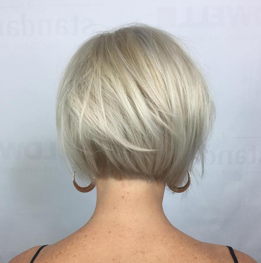 Nape-Length Platinum Bob With Layers