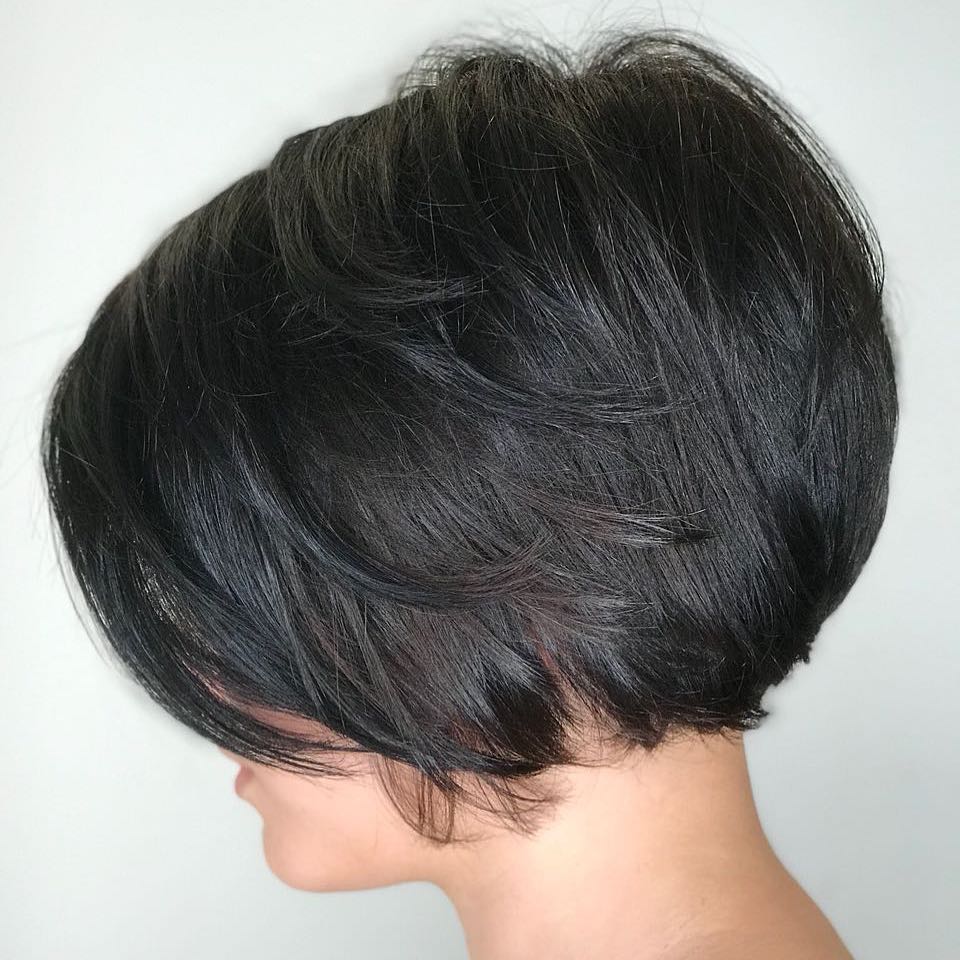 Short Layered Rounded Brunette Bob