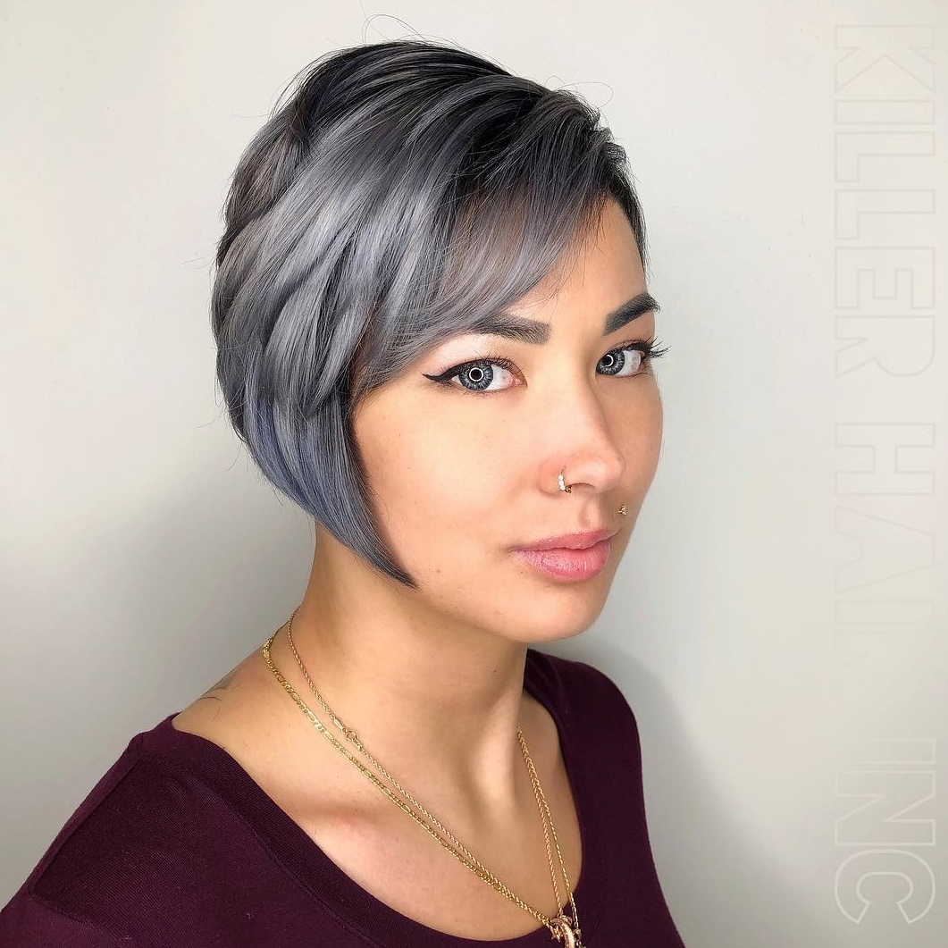 Jaw-Length Choppy Angled Gray Bob