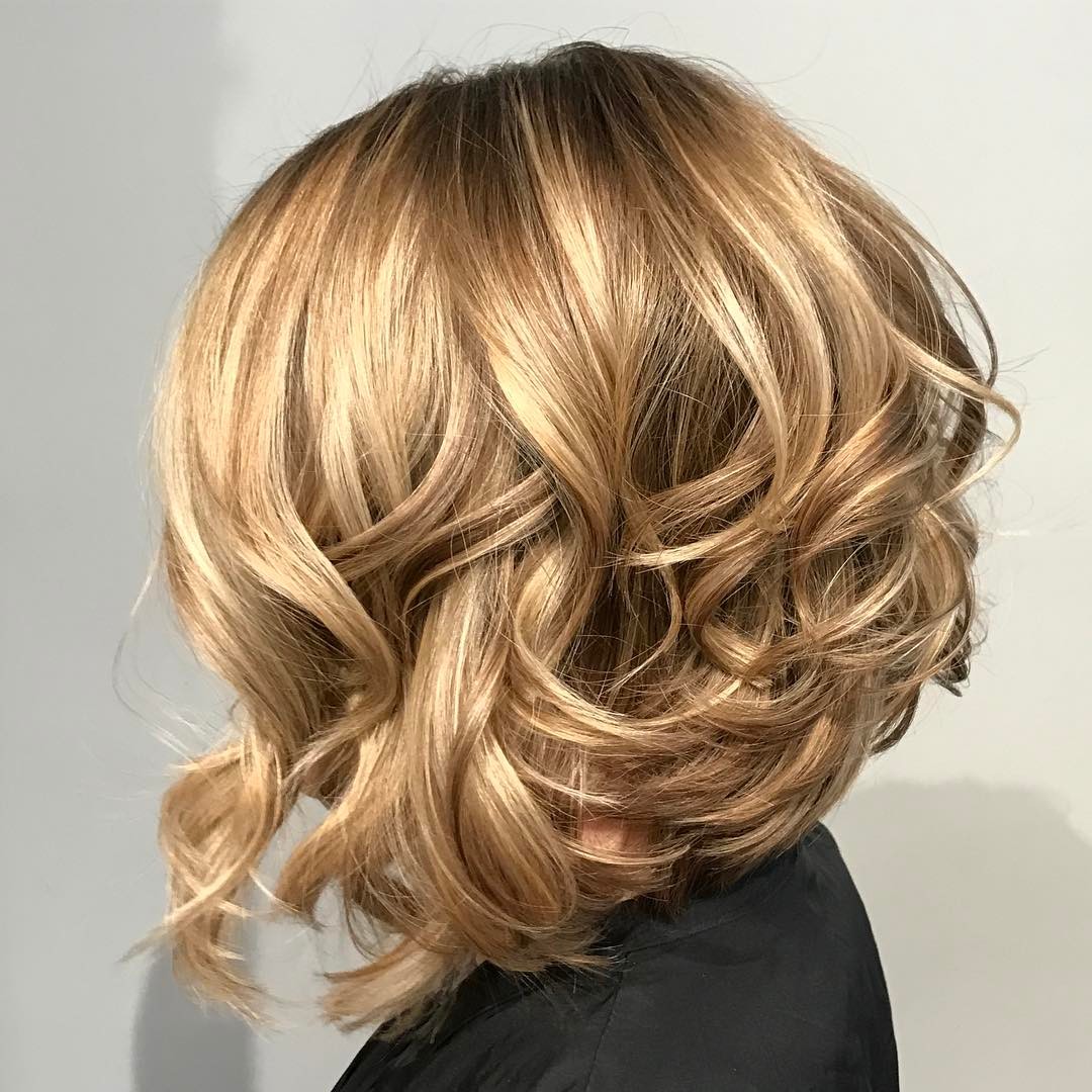 Messy Curly Angled Bob