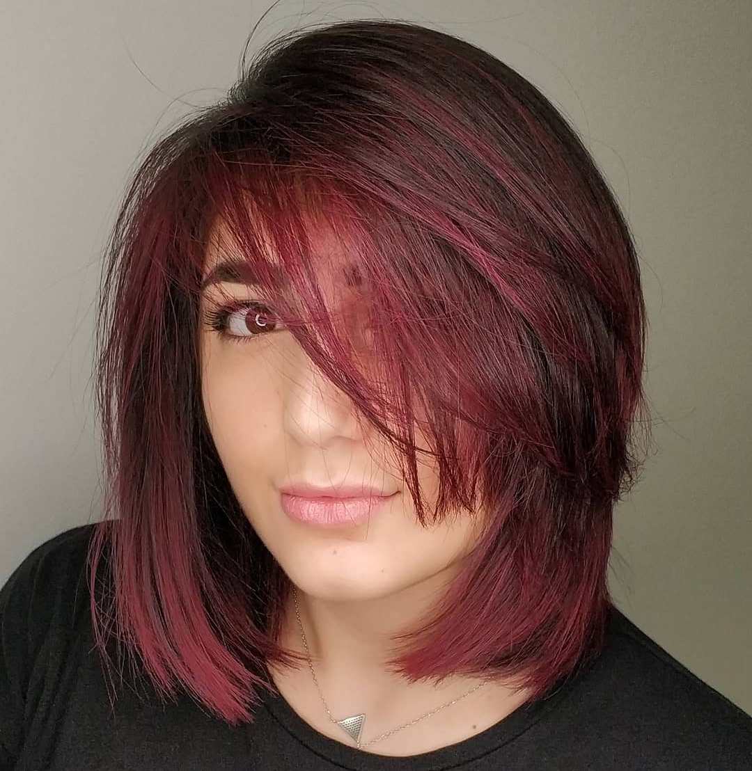 Burgundy Bob With Side Bang